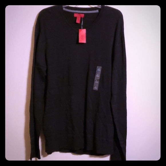Alfani NWT deep black sweater light vneck - Picture 1 of 5